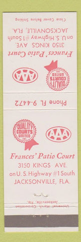 Matchbook Cover - Frances Patio Court Jacksonville FL