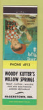 Matchbook Cover - Woody Kutter's Willow Springs Hagerstown IN Future Buddies
