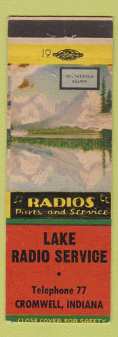 Matchbook Cover - Lake Radio Service Cromwell IN low phone Winter Wonderland