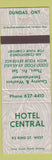Matchbook Cover - Hotel Central Dundas ON