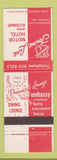 Matchbook Cover - Towne Line Motor Hotel Restaurant Cornwall ON