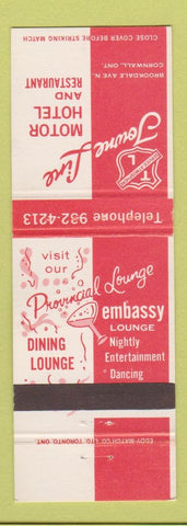 Matchbook Cover - Towne Line Motor Hotel Restaurant Cornwall ON
