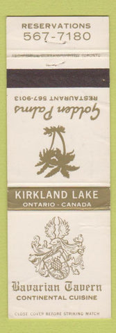 Matchbook Cover - Bavarian Tavern Golden Palms Kirkland Lake ON WORN