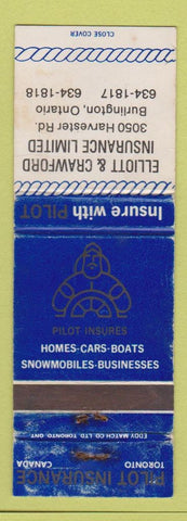 Matchbook Cover - Pilot Insurance Elliott Crawford Burlington ON POOR