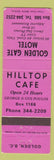 Matchbook Cover - Hilltop Cafe Golden Gate Motel Golden BC pink POOR