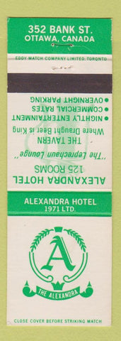 Matchbook Cover - Alexandra Coulson Hotels Ottawa ON Sudbury  green white