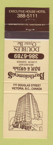 Matchbook Cover - Bartholomews Bar Grill Victoria BC