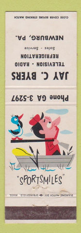 Matchbook Cover - Jay Byers TV Radio Sales Service Newburg PA hunting scene