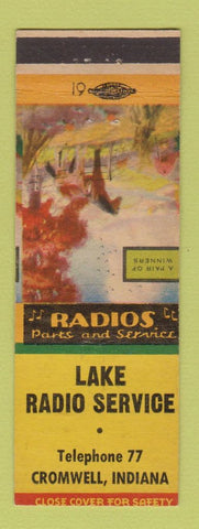 Matchbook Cover - Lake Radio Service Cromwell IN low phone Pair of Winners