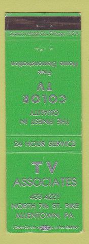 Matchbook Cover - TV Associates Allentown PA
