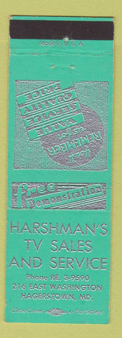 Matchbook Cover - Harshman's TV Sales Service Hagerstown MD
