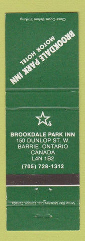 Matchbook Cover - Brookdale Park Inn Motor Hotel Barrie ON