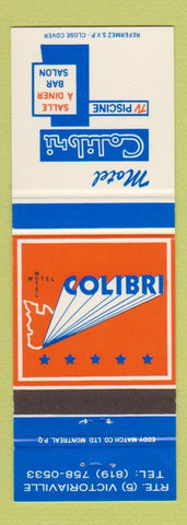 Matchbook Cover - Hotel Colibri Victoriaville QC
