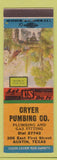 Matchbook Cover - Cryer Plumbing Austin TX Old Mill Stream