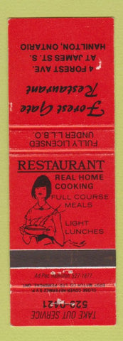 Matchbook Cover - Forest Gate Restaurant Hamilton ON girlie