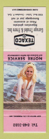 Matchbook Cover - Trudel Garage Texao oil gas Stoneham QC pinup WORN pink