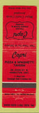 Matchbook Cover - Capri Pizza Spaghetti Hamilton ON