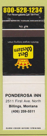 Matchbook Cover - Best Western Ponderosa Inn Billings MT
