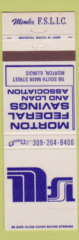 Matchbook Cover - Morton Federal Savings Loan Morton IL