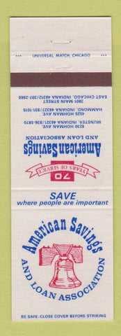 Matchbook Cover - American Savings Loan Munster IN Hammond East Chicago