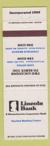 Matchbook Cover - Lincoln Bank Abraham Lynnfield MA Lynn