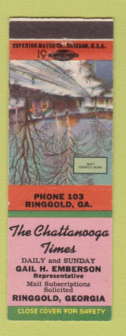 Matchbook Cover - Chattanooga Times Newspaper TN Ringgold GA low phone Snow Lane