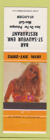 Matchbook Cover - Bar St Sauveur St Lucien QC pinup orange band