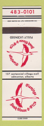 Matchbook Cover - Flamingo Steak House Pizza Edmonton AB