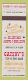 Matchbook Cover - Gatsby's Top o the Lake Speakeasy Lake Charles LA