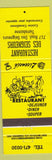 Matchbook Cover - Restaurant Des Seigneurs Terrebonne QC yellow