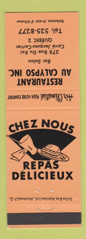 Matchbook Cover - Restaurant Au Calypso Bar Salon QC