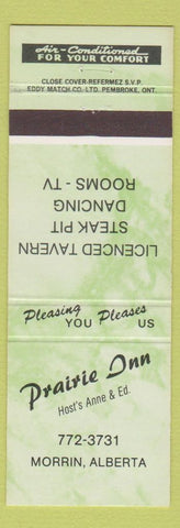Matchbook Cover - Prairie Inn Morrin AB green