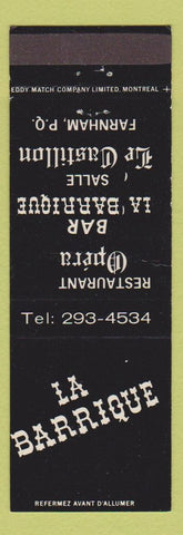 Matchbook Cover - LA Barrique Farnham QC