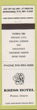 Matchbook Cover - Kress Hotel Preston ON