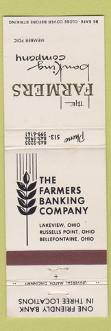 Matchbook Cover Farmers Banking Company Lakeview OH Bellefontaine Russells Point