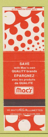 Matchbook Cover - Mac's Brands Grocery? Orange