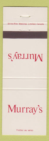 Matchbook Cover - Murray's Montreal QC Toronto Ottawa Sudbury ON Halifax NS