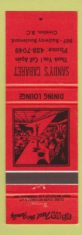 Matchbook Cover - Sandy's Cabaret Creston BC red girlie