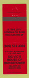Matchbook Cover - Sic Vic's House of Horsepower Hill City SD