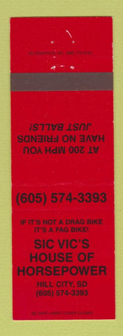 Matchbook Cover - Sic Vic's House of Horsepower Hill City SD