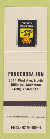 Matchbook Cover - Best Western Ponderosa Inn Billings MT