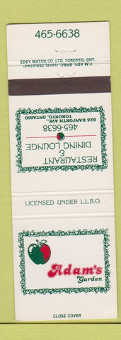 Matchbook Cover - Adam's Garden Toronto ON