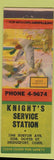 Matchbook Cover - Knight's Service oil gas Bridgeport CT Hunter's Dream