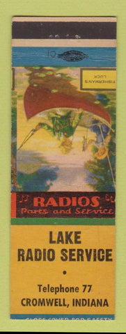 Matchbook Cover - Lake Radio Service Cromwell IN low phone # Fisherman's Luck