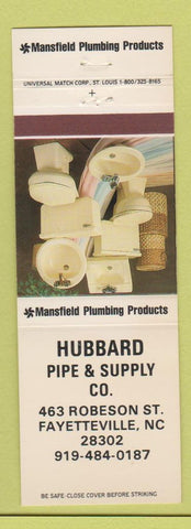 Matchbook Cover - Hubbard Pipe Supply Fayetteville NC toilets sinks