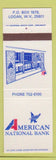 Matchbook Cover - American National Bank Logan WV