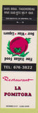 Matchbook Cover - La Pomitora Restaurant Quebec Italian