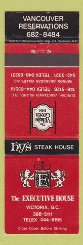 Matchbook Cover - Hy's Steak House Executive House Victoria BC