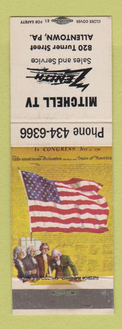 Matchbook Cover - Mitchell TV Zenith Allentown PA WORN