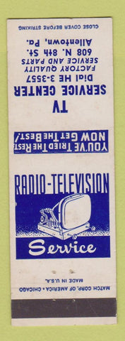 Matchbook Cover - TV Service Center Allentown PA Radio